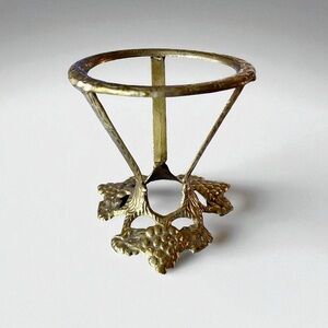 Vtg Solid Brass Grapevine Stand Candy Dish Ornate Pedestal Orb Candle Holder
